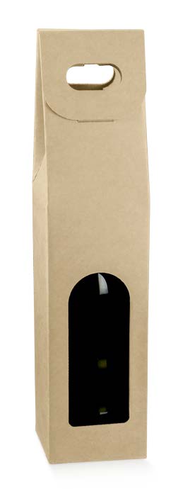 Boîte à vin 1 bouteille Kraft - 3½'' x 3½'' x 15''