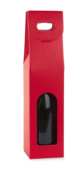 Boîte à vin 1 bouteille Rouge - 3½'' x 3½'' x 15''