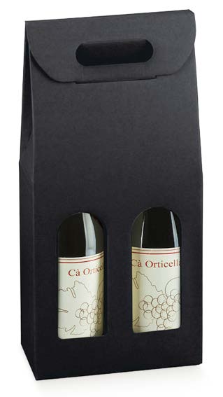 Boîte à vin 2 bouteilles Noir - 7'' x 3½'' x 15''