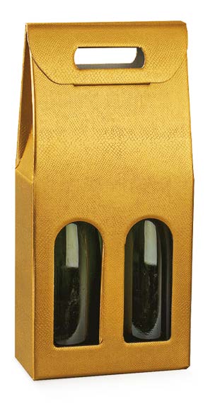 Boîte à vin 2 bouteilles Or - 7'' x 3½'' x 15''