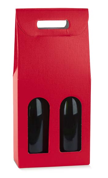 Boîte à vin 2 bouteilles Rouge - 7'' x 3½'' x 15''