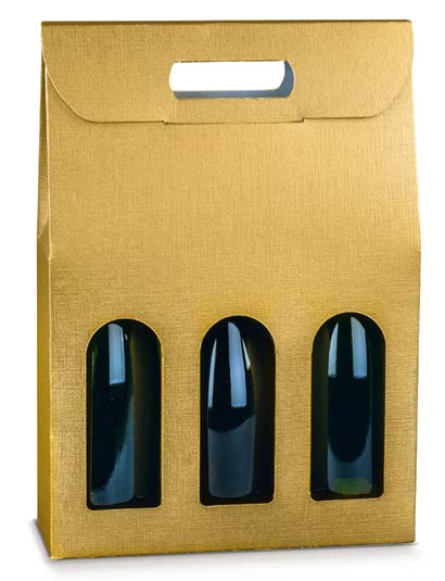 Boîte à vin 3 bouteilles Or - 10½'' x 3½'' x 15''