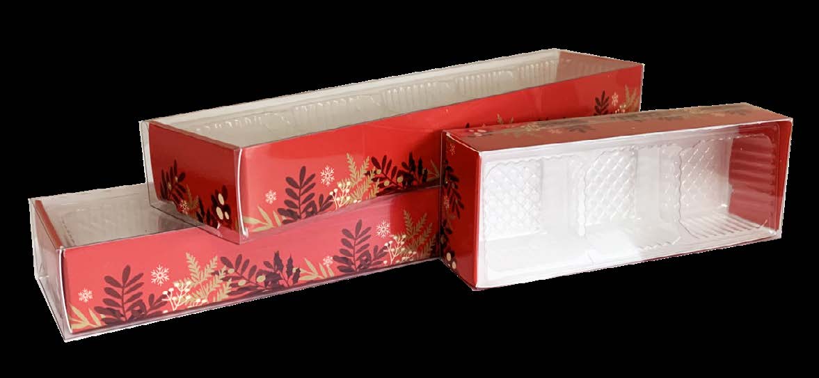 Boîte étui non assemblée motif Holly – 7 bouchées – 11½'' x 1¾'' x 1'' – lot de 250