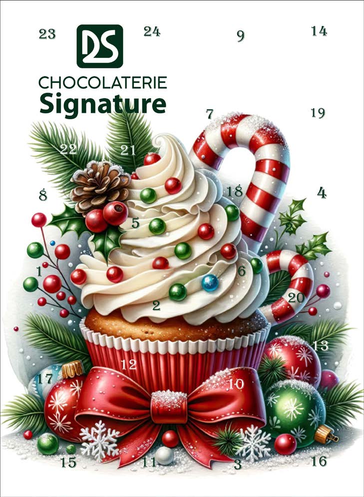 Calendrier de l'Avent chocolat Bouchée Cupcake - 8'' x 11'' x 1'' (1000 un.)