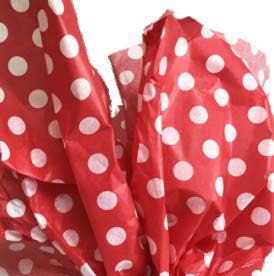 Papier de soie de Noël Pois blancs sur rouge - 240 feuilles - 20'' x 30''