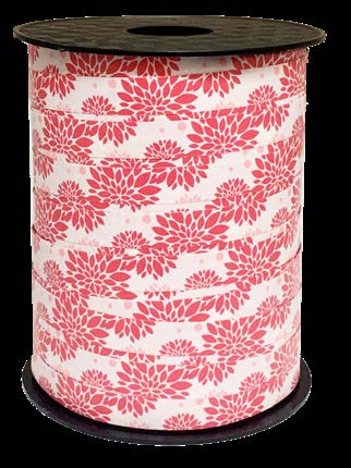 Ruban à friser Dahlias Corail - 7/16" x 250 Y