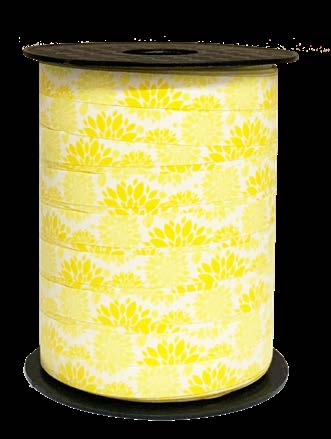 Ruban à friser Dahlias Jaune - 7/16" x 250 Y