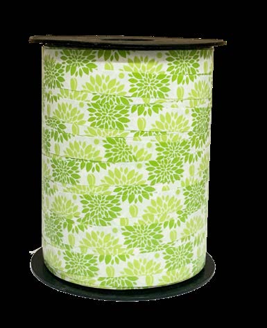 Ruban à friser Dahlias Vert - 7/16" x 250 Y