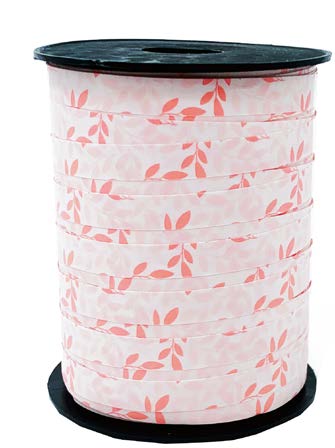 Ruban à friser Feuillage Rose - 7/16" x 250 Y