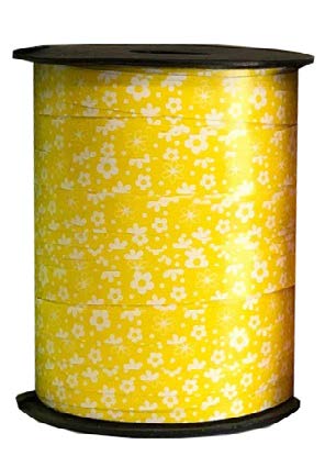 Ruban à friser Petites fleurs Jaune - 7/16" x 250 Y