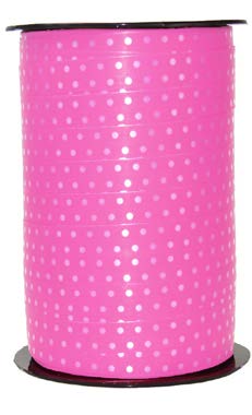Ruban à friser Pois Rose - 7/16" x 250 Y