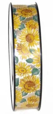 Ruban à friser Sunflowers motif Tournesols Jaune - 1 po x 100 Y