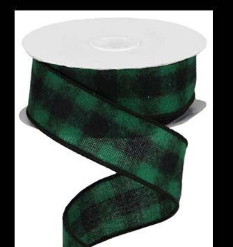 Ruban broché avec fil Carreaux Buffalo Vert - 1½ po x 10 Y