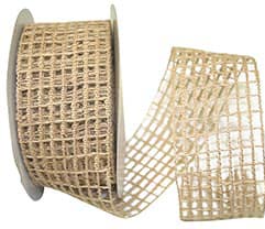 Ruban broché avec fil Filet tissé losange Naturel - 2½ po x 20 Y