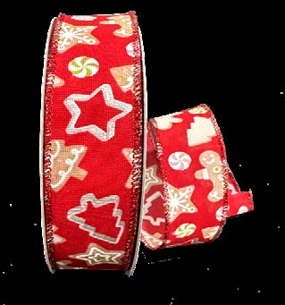 Ruban broché avec fil Flocons de neige Rouge - ½ po x 50 Y