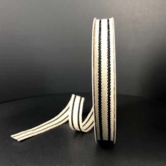 Ruban broché avec fil Rayé Blanc et or - 3/8 po x 10 Y