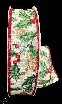 Ruban broché avec fil Rayé Rouge et blanc - ½ po x 50 Y