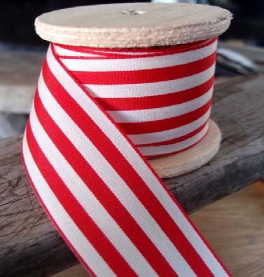 Ruban broché avec fil Rayures bonbon Rouge et blanc - 1½ po x 25 Y