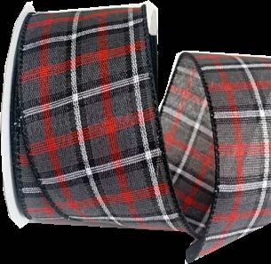 Ruban broché avec fil Renne nordique Gris et blanc - 2½ po x 10 Y