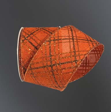 Ruban broché avec fil Tartan Orange - 2½ po x 10 Y