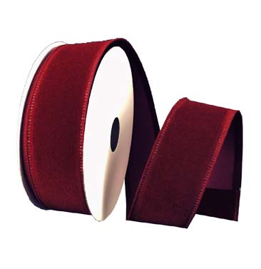 Ruban broché avec fil Velours Bourgogne - ½ po x 10 Y