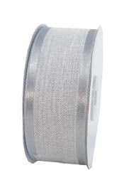 Ruban faux lin Argent - 1½ po x 25 Y