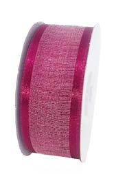 Ruban faux lin Bourgogne - 5/8 po x 25 Y