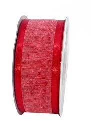 Ruban faux lin Rouge - 5/8 po x 25 Y