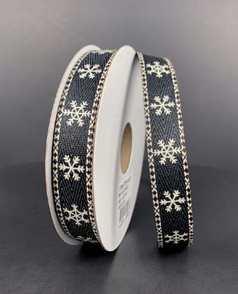Ruban Flocons de neige Noir - 5/8 po x 10 Y