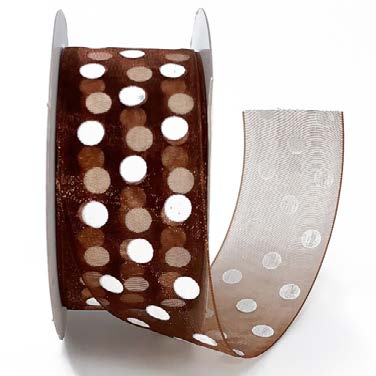 Ruban Pois Brun - 1½ po x 25 Y