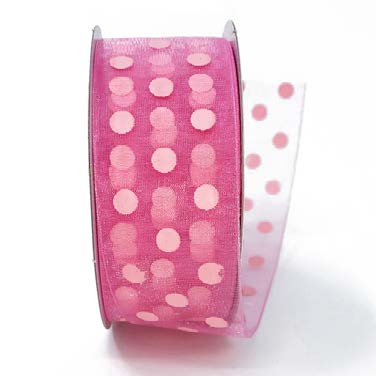 Ruban Pois Fuchsia - 1½ po x 25 Y