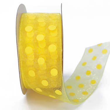Ruban Pois Jaune - 1½ po x 25 Y