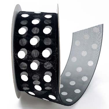 Ruban Pois Noir - 1½ po x 25 Y