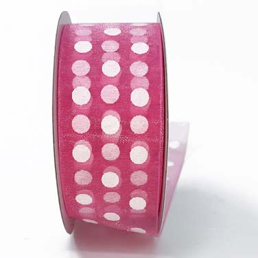 Ruban Pois Rose - 1½ po x 25 Y