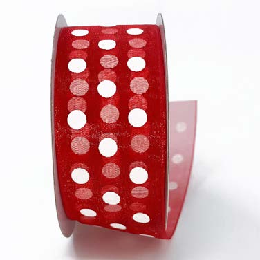 Ruban Pois Rouge - 1½ po x 25 Y