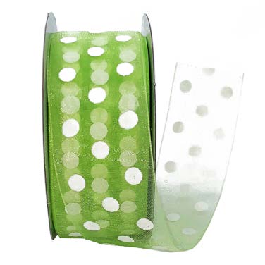 Ruban Pois Vert - 1½ po x 25 Y
