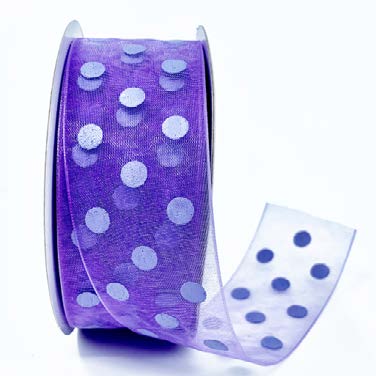 Ruban Pois Violet - 1½ po x 25 Y