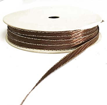 Ruban Rayé Brun et or - 1/8' x 50 Y