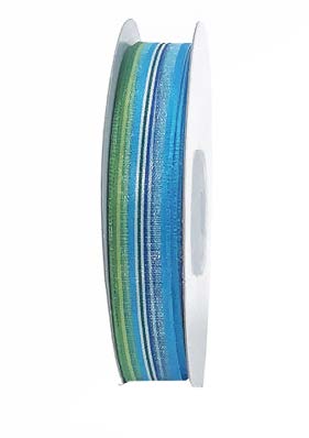 Ruban Rayé multicolore Bleu - 5/8 po x 25 Y