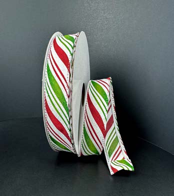 Ruban Rayures bonbon Rouge et blanc - 7/8 po x 10 Y