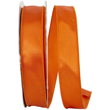 Ruban satin broché avec fil Orange - 1½ po x 50 Y