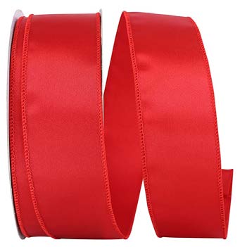 Ruban satin broché avec fil Rouge - 2½ po x 50 Y