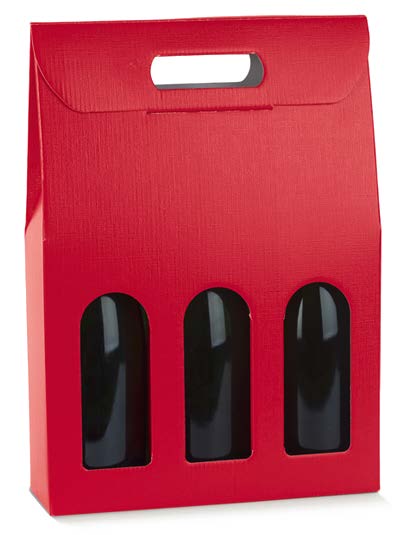 Boîte à vin 3 bouteilles Rouge - 10½'' x 3½'' x 15''
