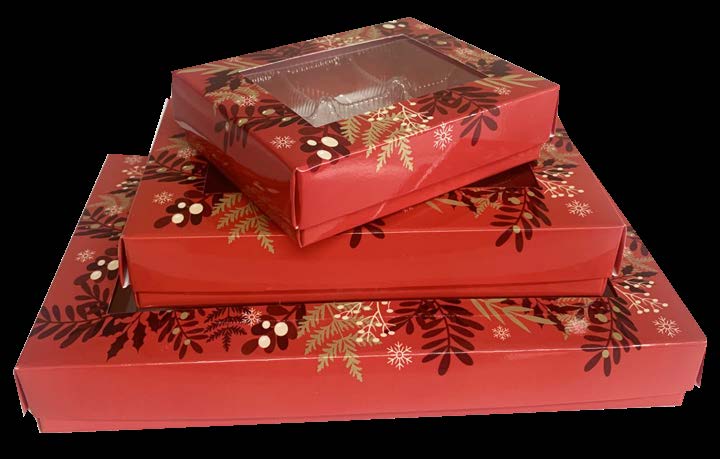 Boîte à chocolats non assemblée motif Holly – format #6 – lot de 500