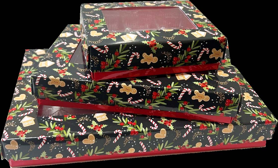 Boîte à chocolats non assemblée motif Pain d'épices – format #6 – lot de 250
