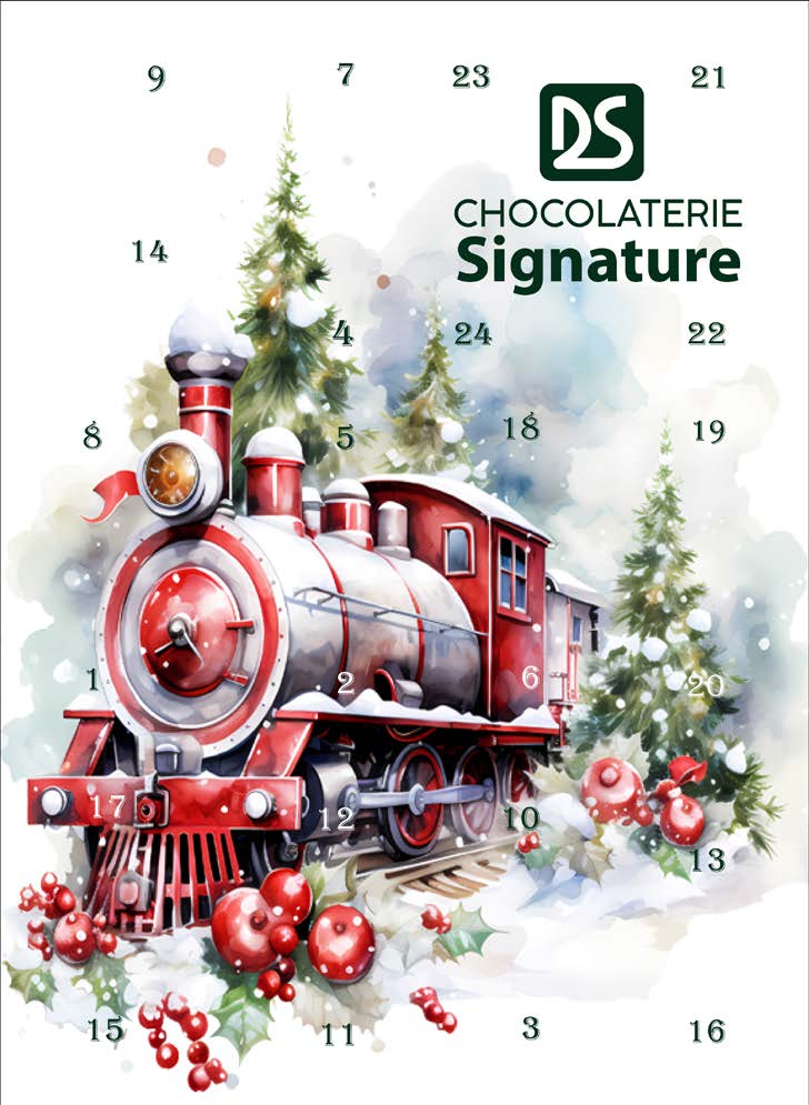 Calendrier de l'Avent chocolat Bouchée Train - 8'' x 11'' x 1'' (1000 un.)