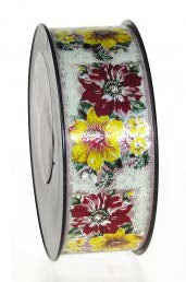 Ruban à friser Constantin motif Marguerites Multicolore - 2 po x 50 Y