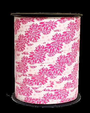 Ruban à friser Dahlias Magenta - 7/16" x 250 Y