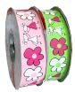 Ruban à friser Due Soli motif Fleurs Rose - 1¼ po x 55 Y