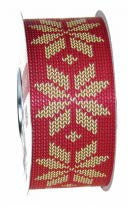 Ruban à friser Flocons de neige tricotés Rouge - 2" x 55 Y